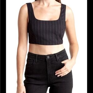 Avec Les Filles Pinstripe Crop Top, Size M